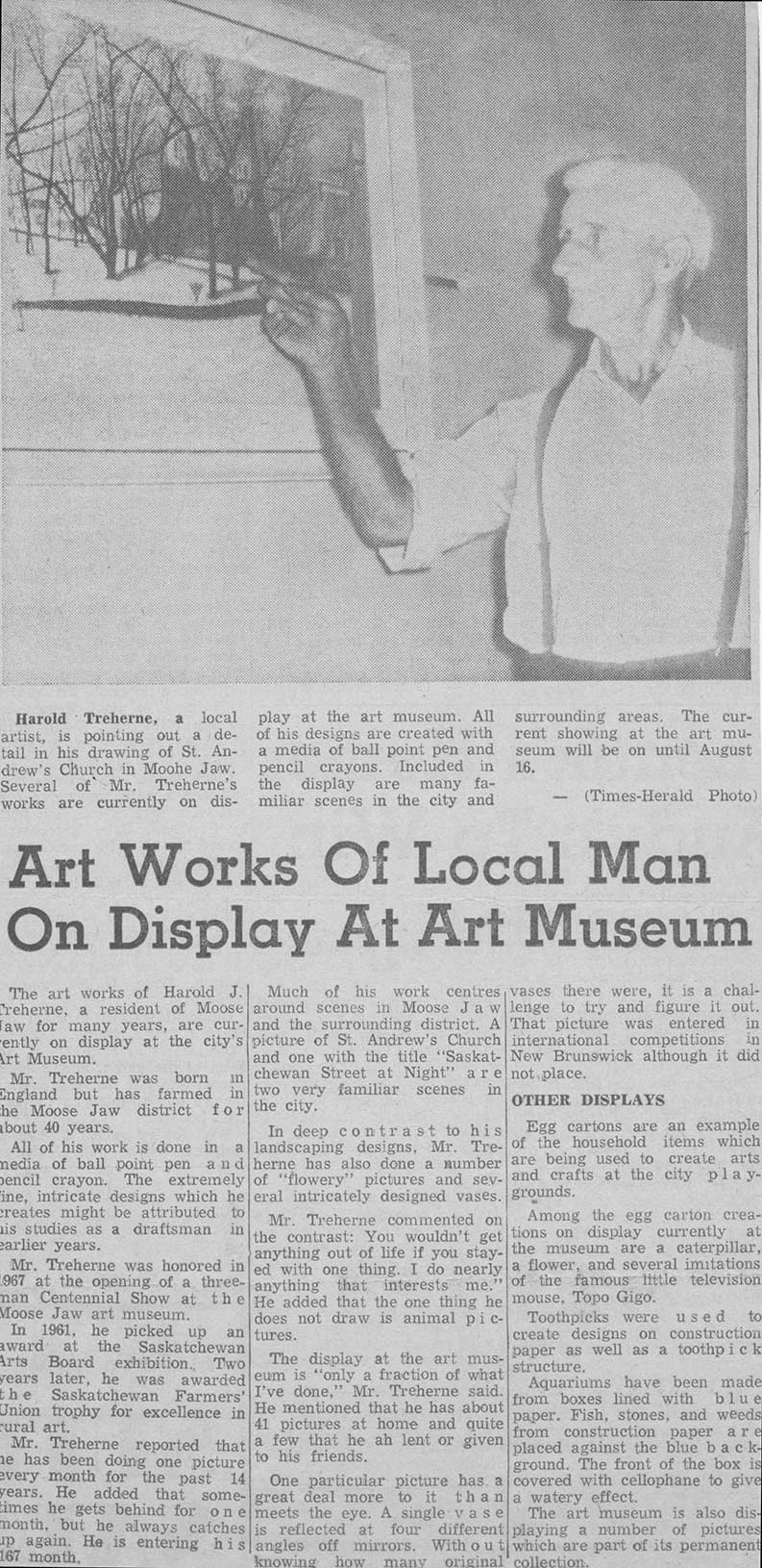 Art Works of Local Man on Display at Art Museum - Moose Jaw Times-Herald 1968